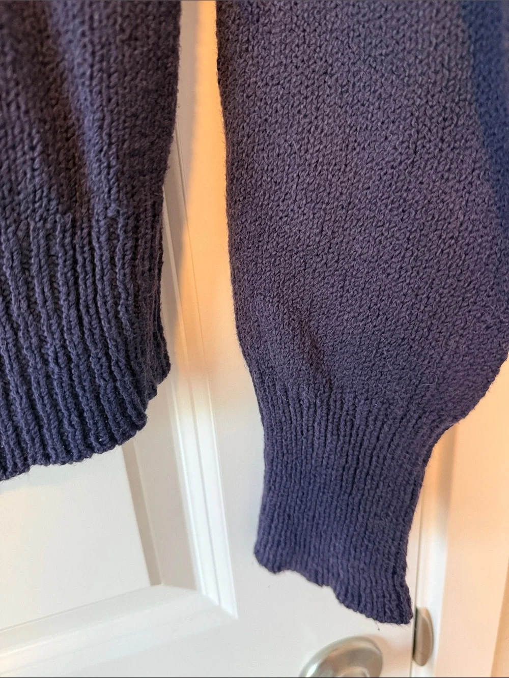 J. Crew Deep Navy V-Neck Hooded Women's Sweater lightweight cotton